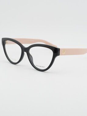 Gucci GG1581O 007 Eyeglasses Black 55mm Cat Eye Frame